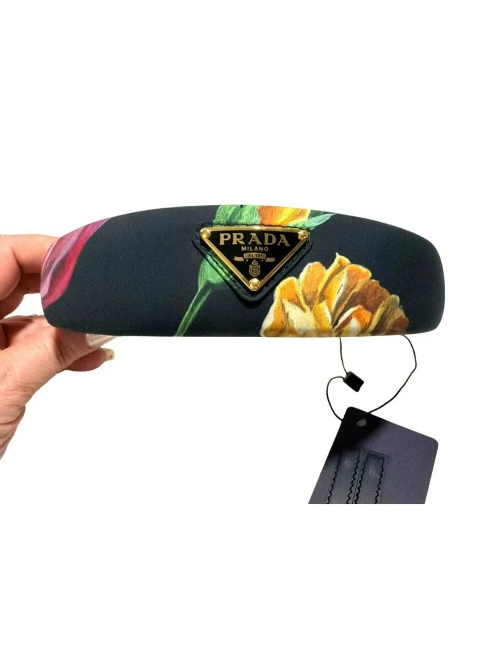 Prada $550 Floral Black Headband  New With Box